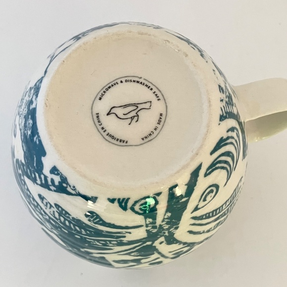 Anthropologie Homegrown Letter b Monogram Mug Green Floral Yellow Initial B NEW - Picture 11 of 13